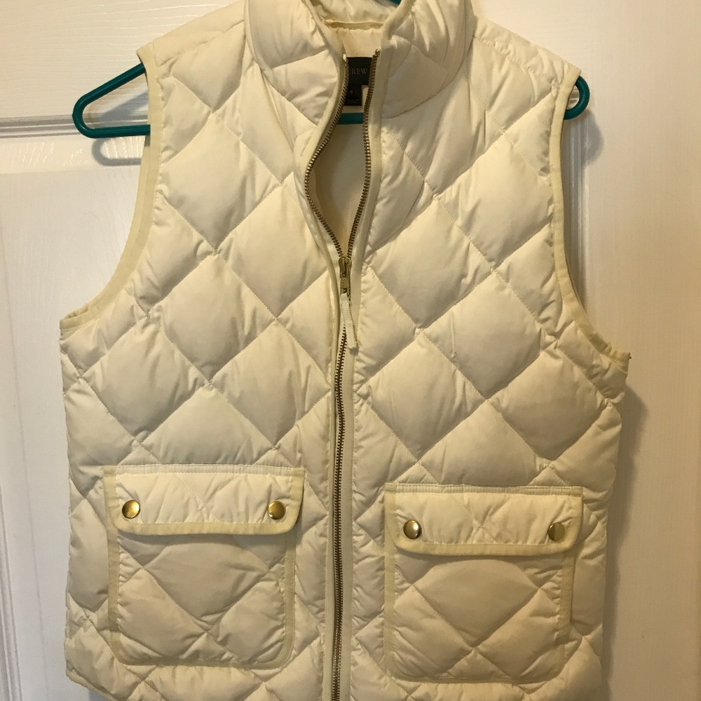 J Crew Off White Puffer Vest
